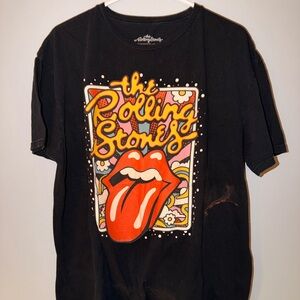 The Rolling Stones Black Tee with Red and Yellow Graphic